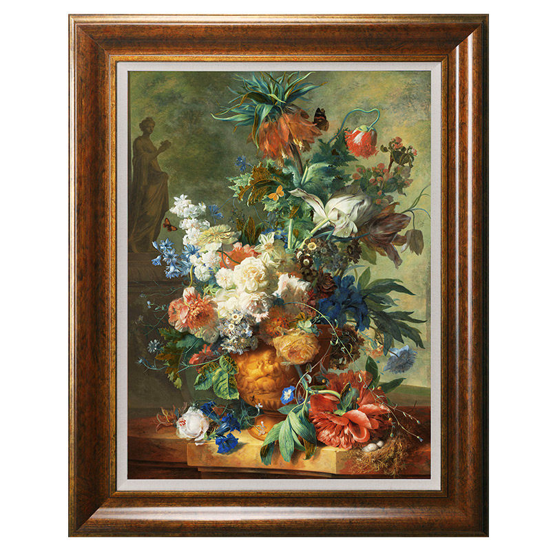 欧式花卉带框装饰画过道走廊尽头挂画玄关客厅餐厅著名油画成品画