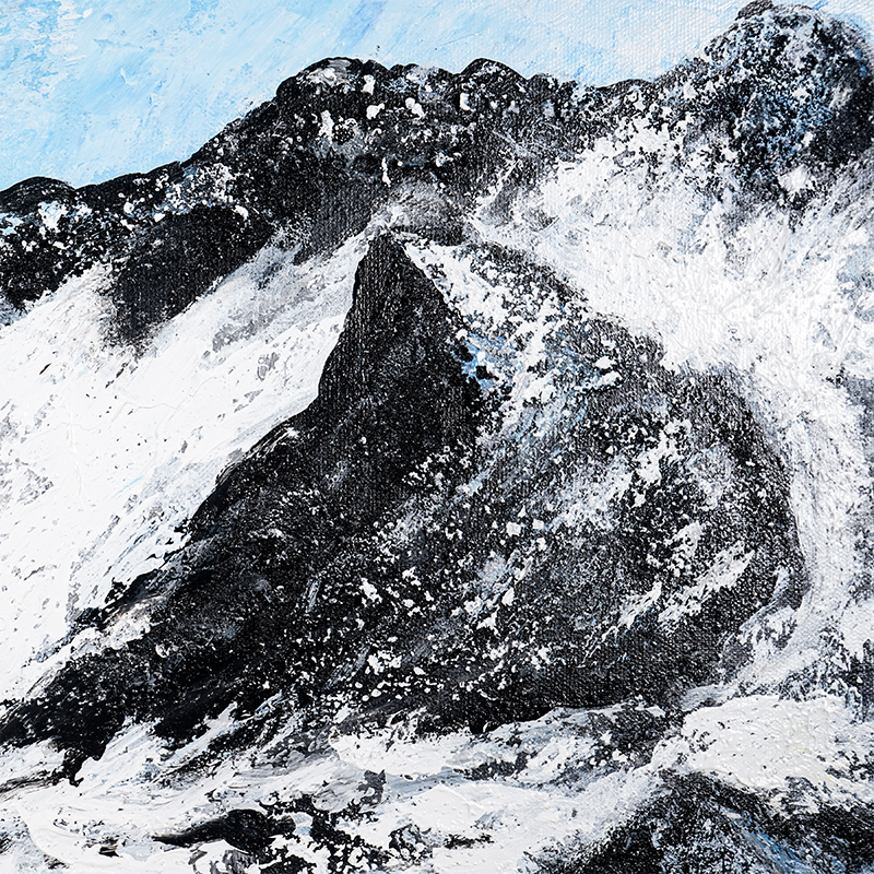 手绘油画抽象玉龙雪山风景现代简约立体单幅卧室沙发油画