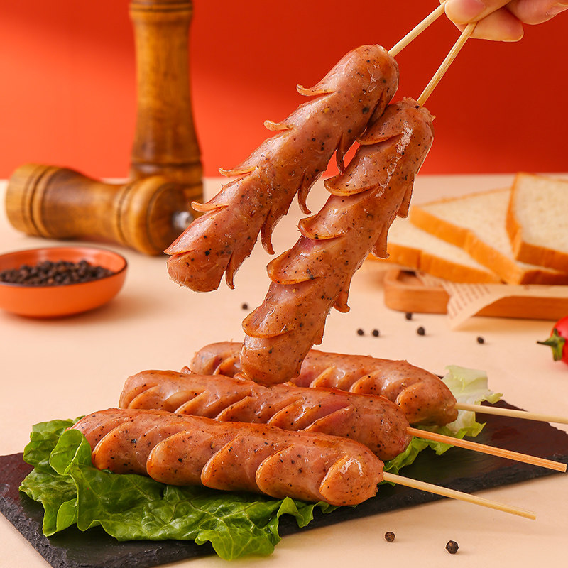 切花烤肠先锋肉肠香肠地道肠火山石黑胡椒商用香肠