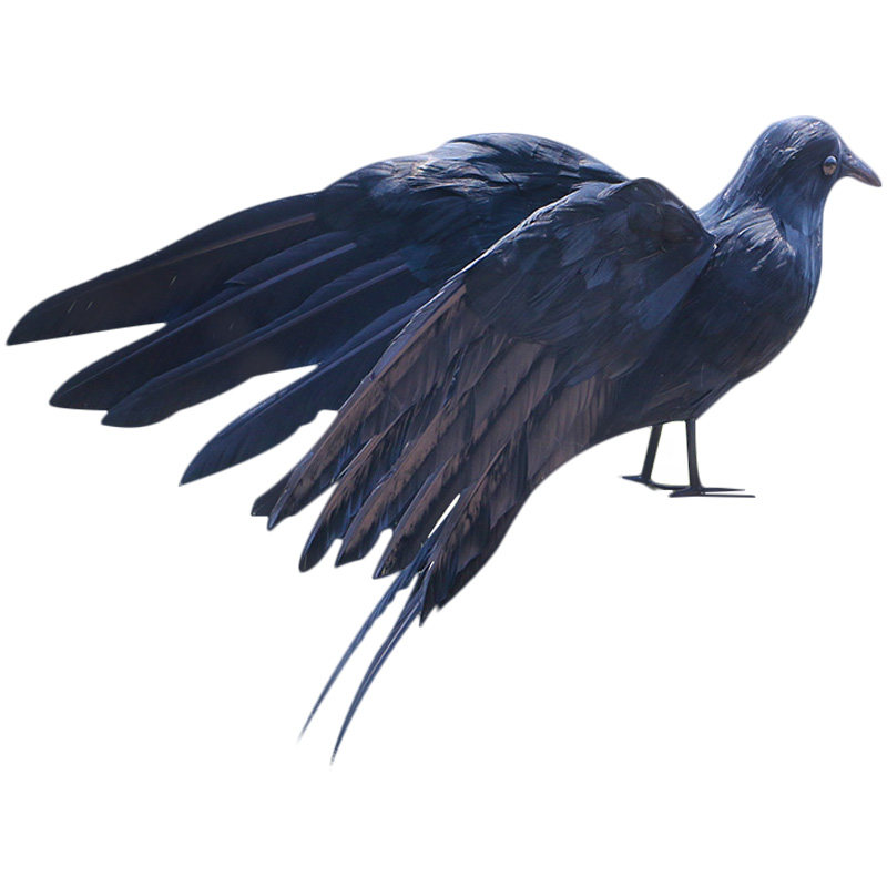 乌鸦新品仿真羽毛小鸟万圣节cosplay表演摄影装饰摆件