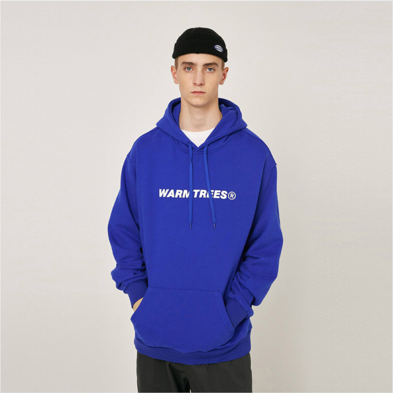 WARMTREES品牌印花LOGO连帽情侣卫衣 宽松潮流个性街头