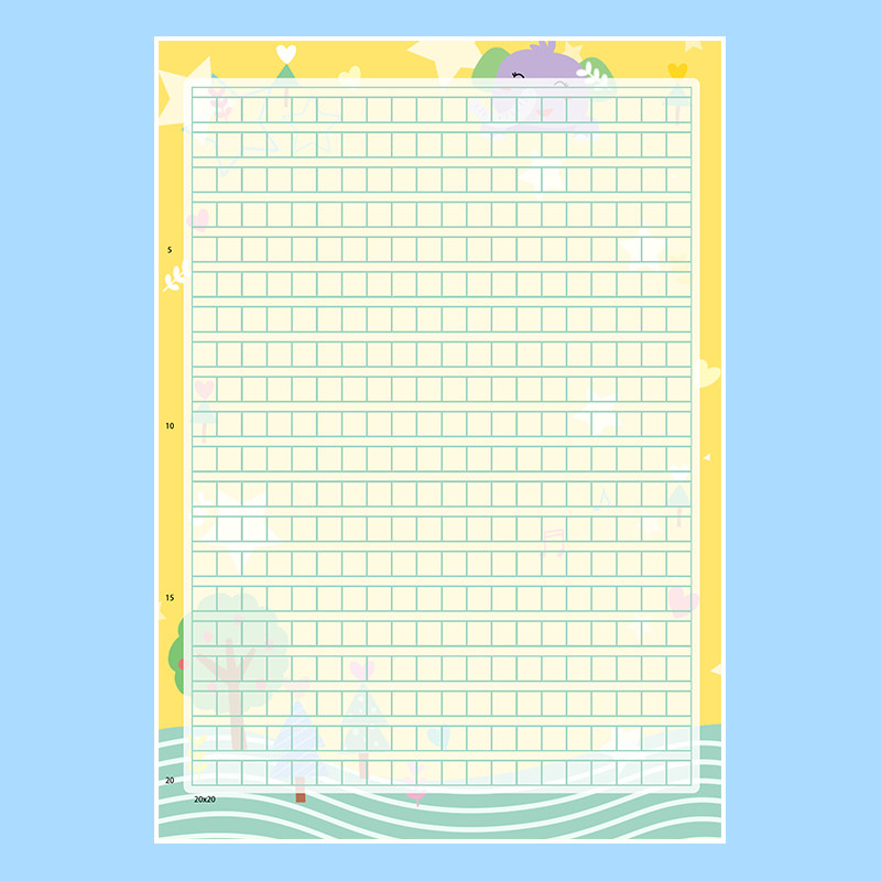 a4彩色卡通作文稿纸方格信纸400格单面书写纸信纸