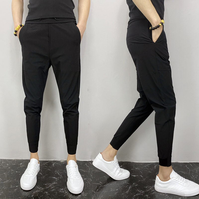 2022新款休闲裤男士九分裤子男青少年修身小脚裤百搭显瘦束脚裤潮