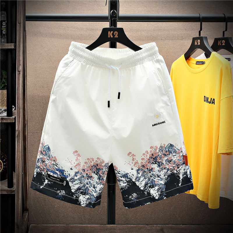 潮牌休闲短裤男外穿夏季薄款运动潮流速干个性沙滩五分裤宽松中裤