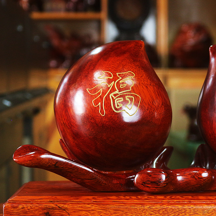 木质工艺品老人祝寿礼品寿桃红木雕刻福寿桃子木雕