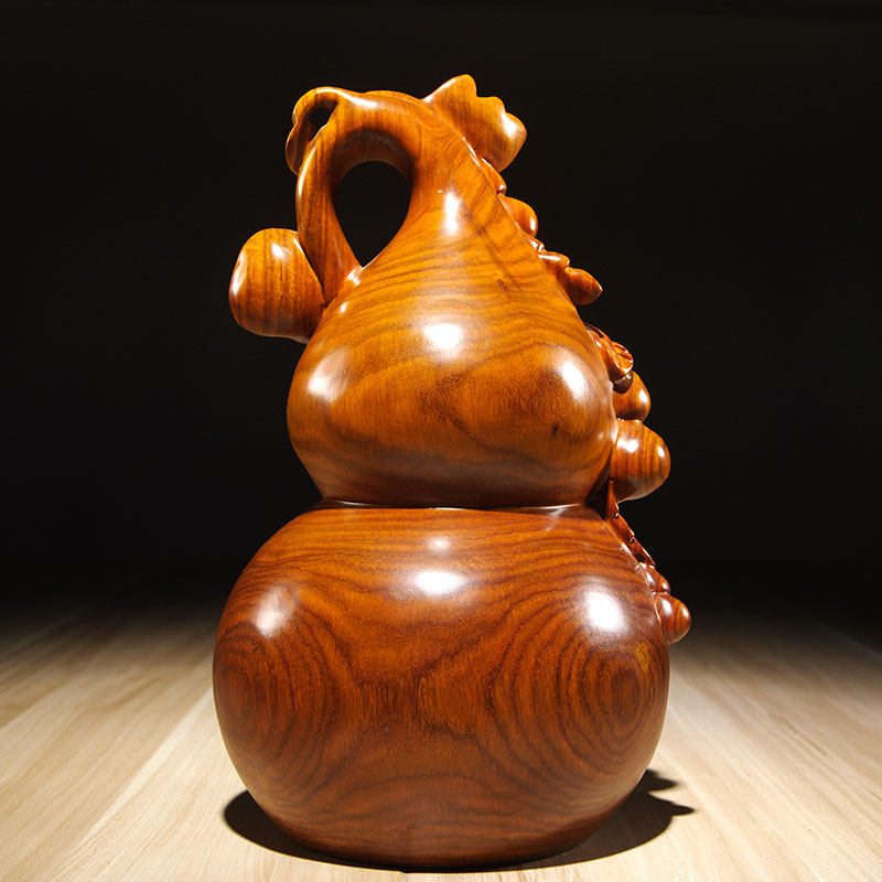 花梨实木木质雕刻葫芦摆件家居客厅办公办公桌摆件