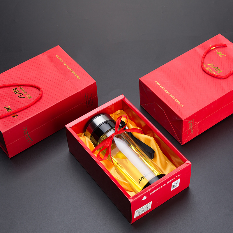 富光双层玻璃杯水杯便携泡茶家用男女办公带盖带滤网加厚水晶杯子