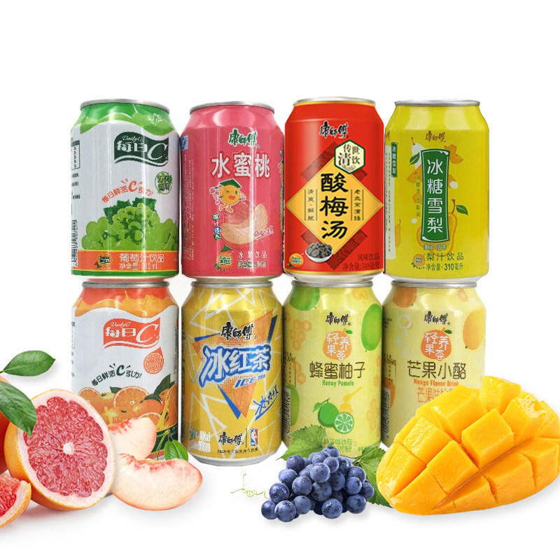 茶饮料康师傅冰红310ml8罐柠檬水蜜桃酸梅汤组合果味果味