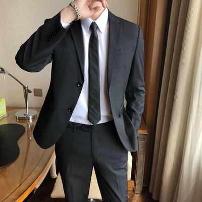 套件男商西务职业版正装装男修韩伴郎新三结西服套装