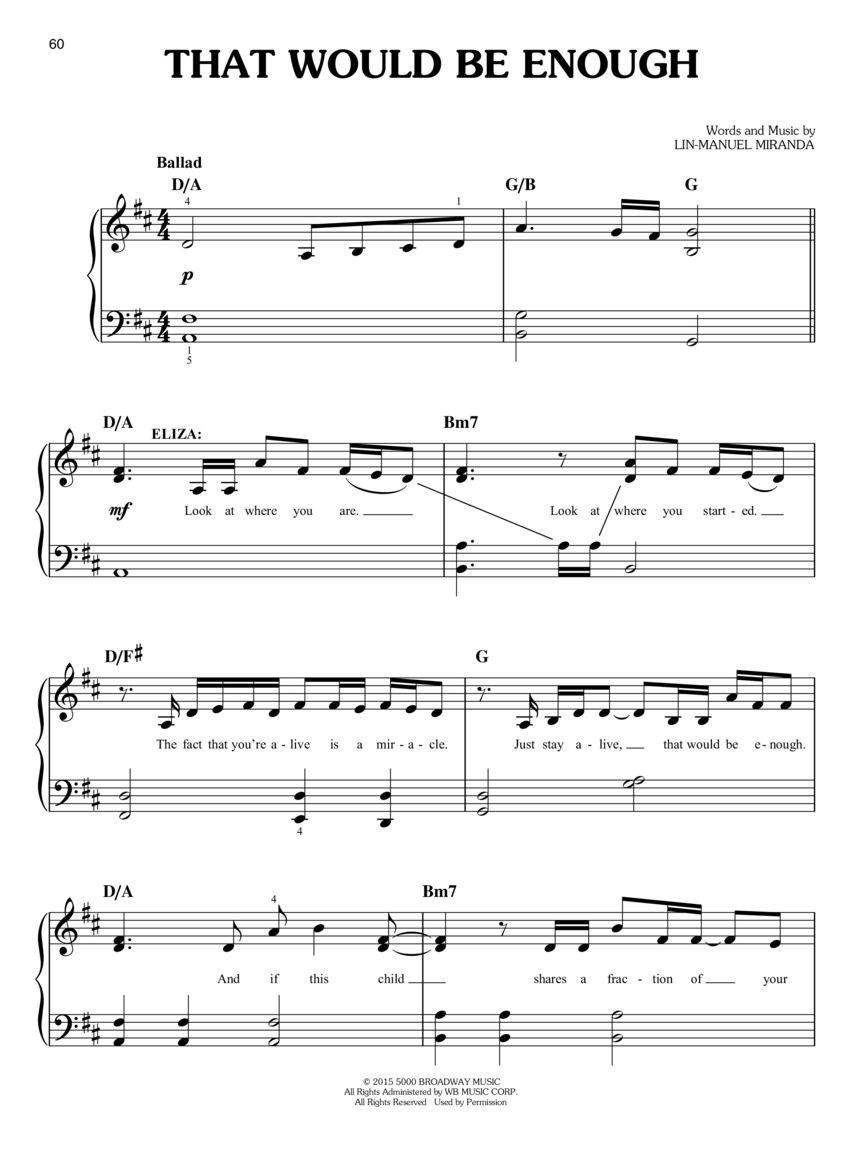 音乐剧乐谱selectionspianoeasyhamiltonmiranda进口汉密尔顿原版原版