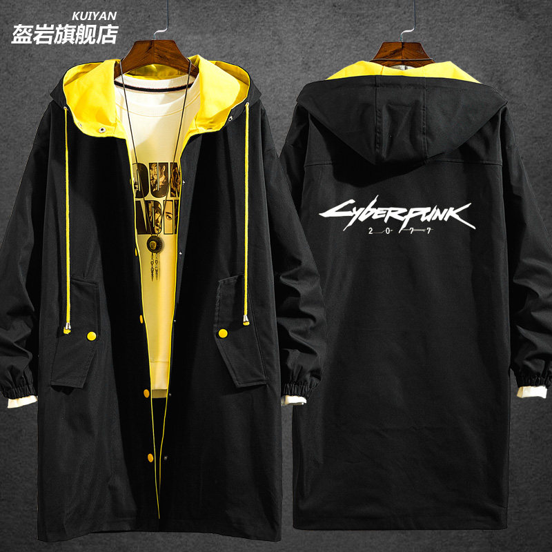 赛博朋克2077中长风衣外套男女情侣学生休闲风衣