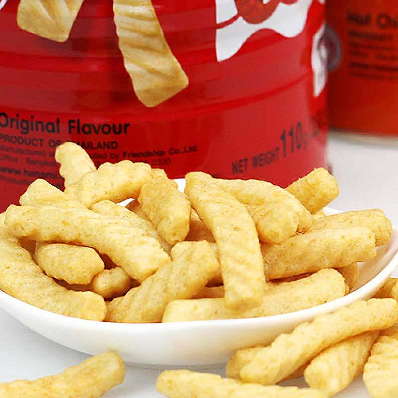 泰国原装进口卡乐美虾条原味香辣海苔味罐装110g膨化膨化食品