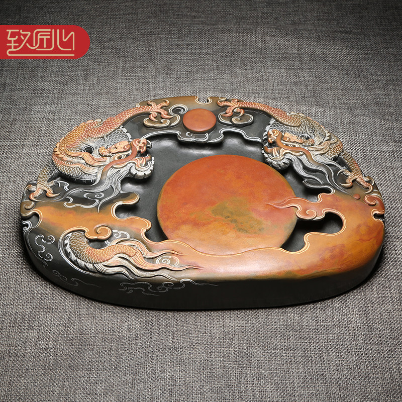 匠心老坑摆件办公室大气高档端砚砚台歙砚金晕籽文房四宝