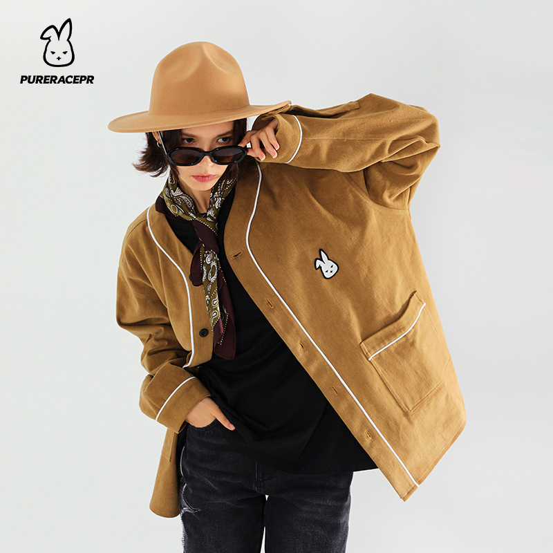 【现货】PURERACE PR 秋季款可爱兔子棒球服衬衫外套夹克男宽松潮