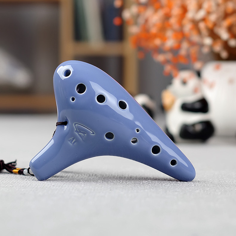 风雅陶笛12孔圆头色釉型中音十二孔陶笛ac初学陶笛