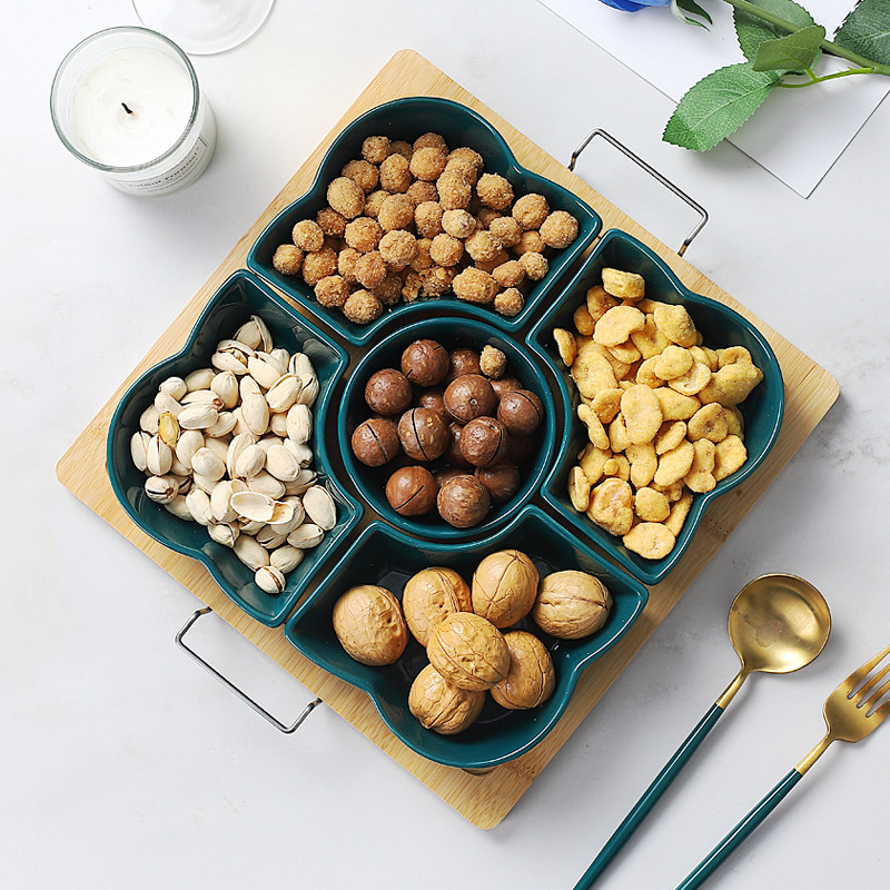 新年干果拼盘组合多格水果篮客厅创意零食糖果盒果盆