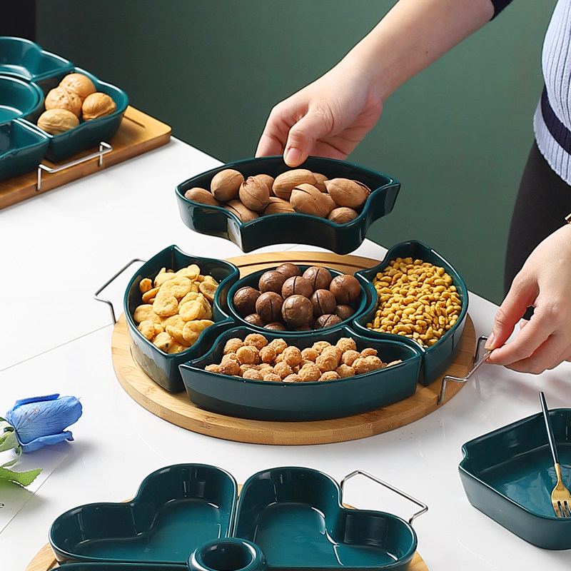 新年干果拼盘组合多格水果篮客厅创意零食糖果盒果盆