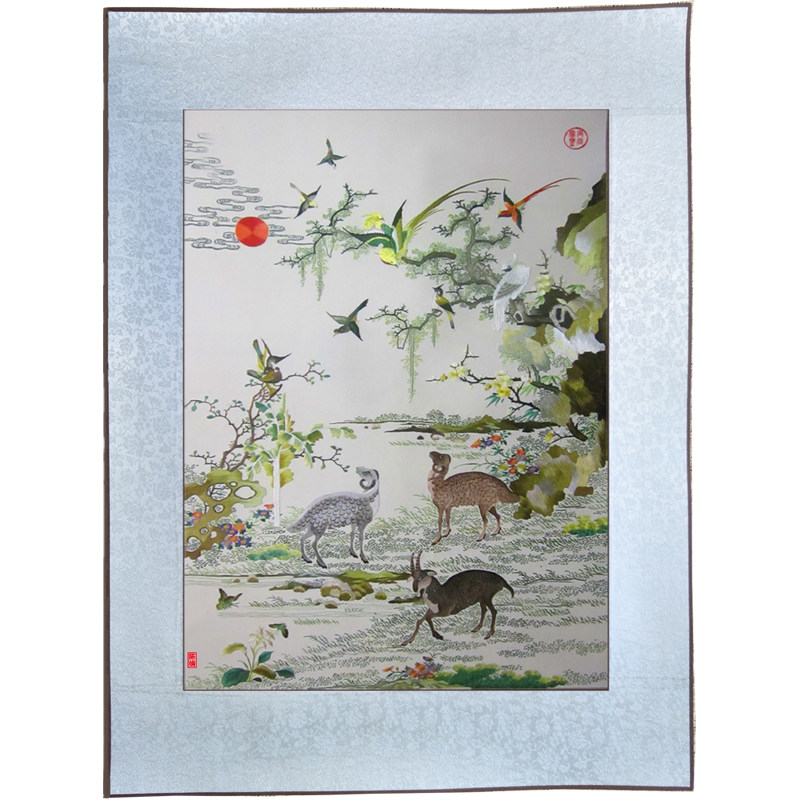 十俏娘手工苏绣成品挂画刺绣三羊开泰走廊卧室书房刺绣