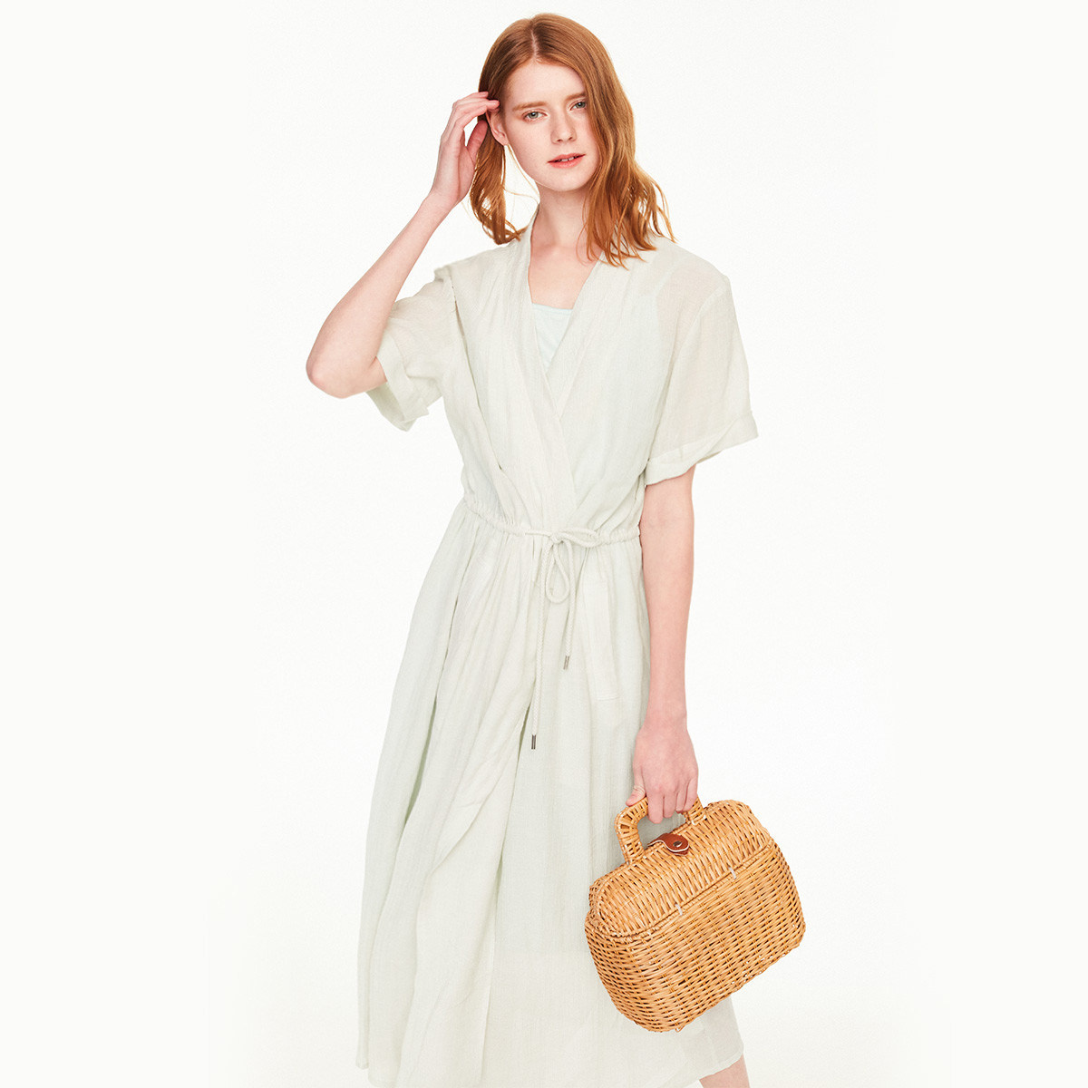 连衣裙supernatural两件件套腰部系带柔软褶皱肌理长裙连衣裙