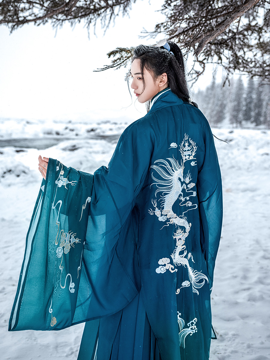 钟灵记外套春秋款男cp情侣衫汉大袖龙外套白龙吟汉服