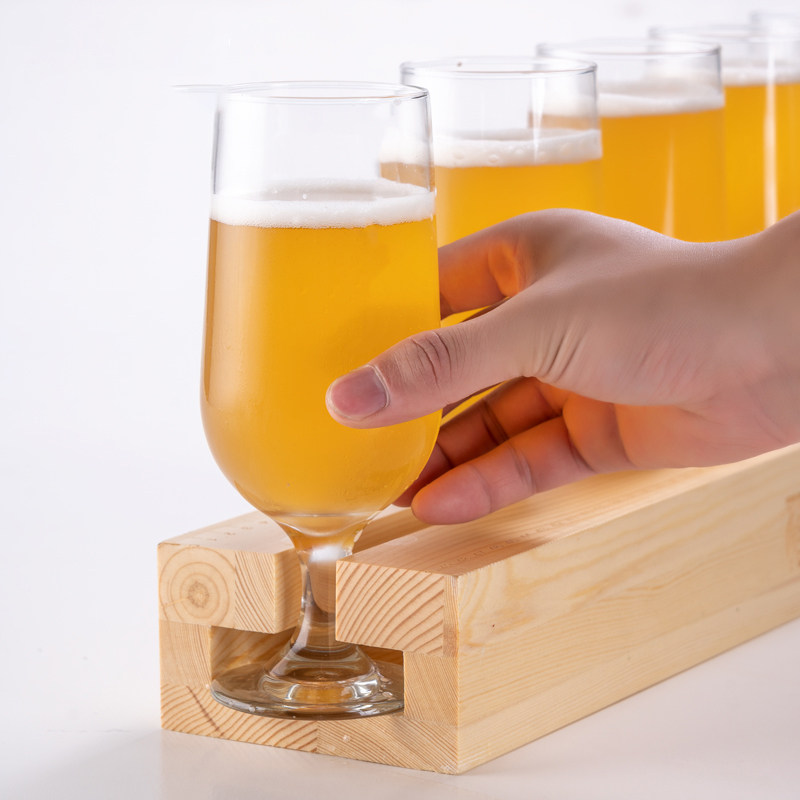 啤酒杯简序网红小酒馆玻璃精酿松木杯盘创意酒吧啤酒杯