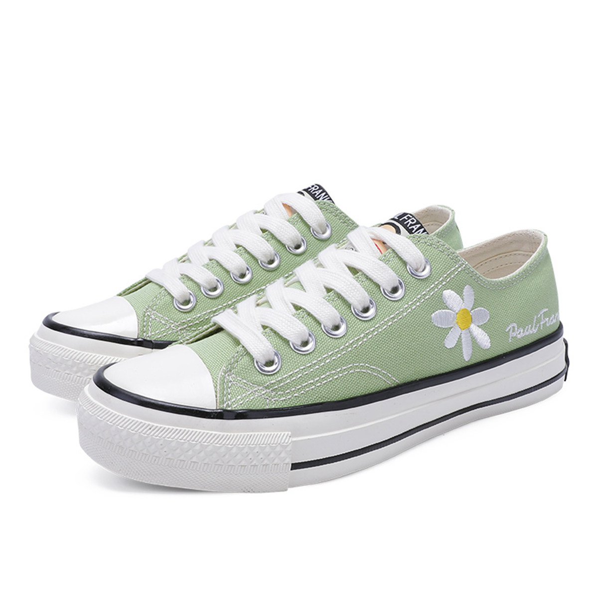 大嘴猴新款小雏菊低帮帆布鞋