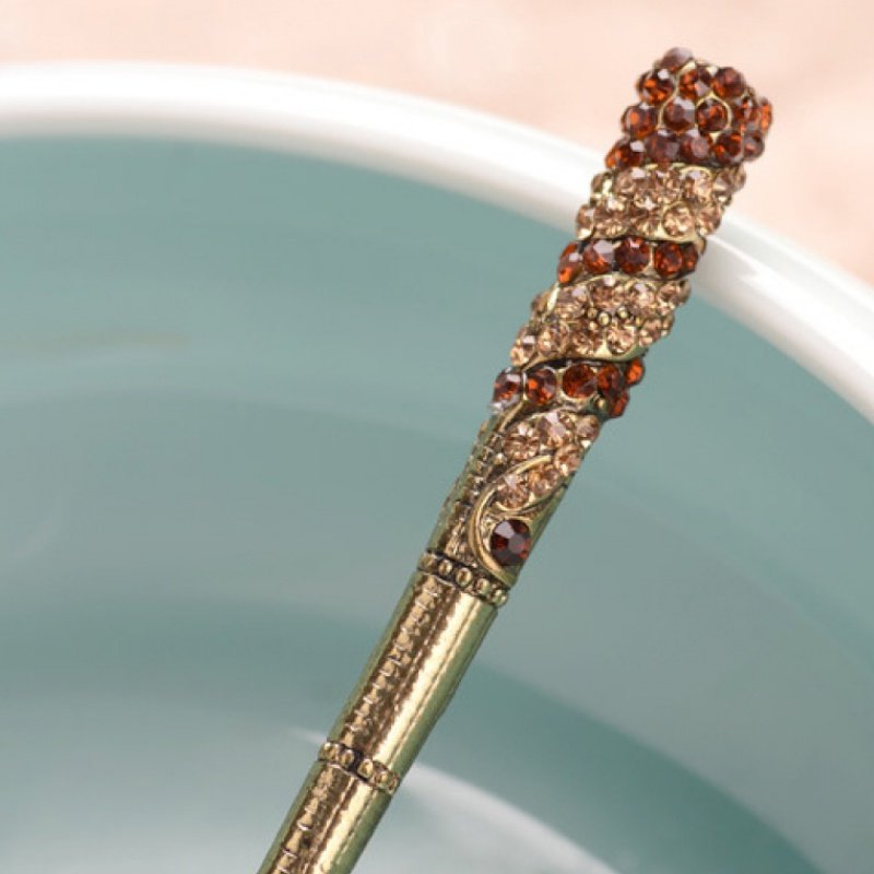 发簪抖音新款复古头饰全钻古铜发笄合金盘发发饰