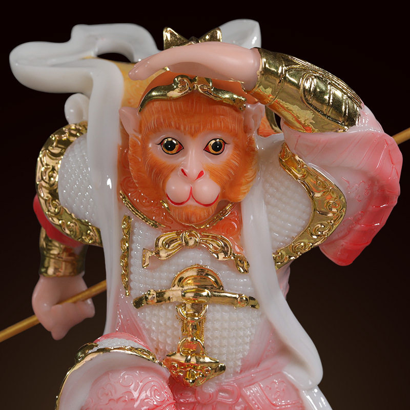 抖音新款供奉汉白玉16寸树脂齐天大圣孙悟空摆件斗战胜佛佛像孙