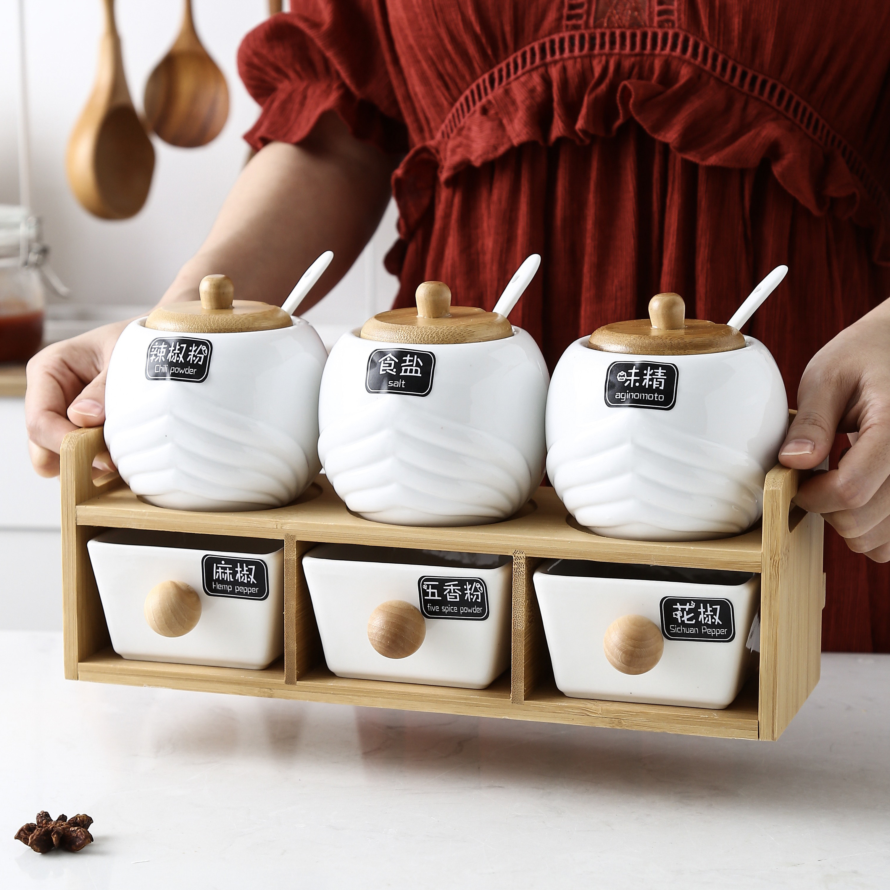 厨房用品陶瓷欧式调味瓶盐味味精创意调料佐料家用调味瓶罐