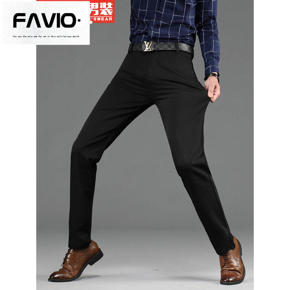 纤维男士西裤锦纶裤子氨纶男土聚酯薄款休身休闲裤