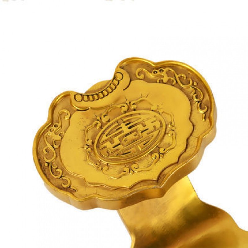 抖音新款镀金铜算盘仿真古如意算盘摆件如意民俗老物件财风水摆 - 玄