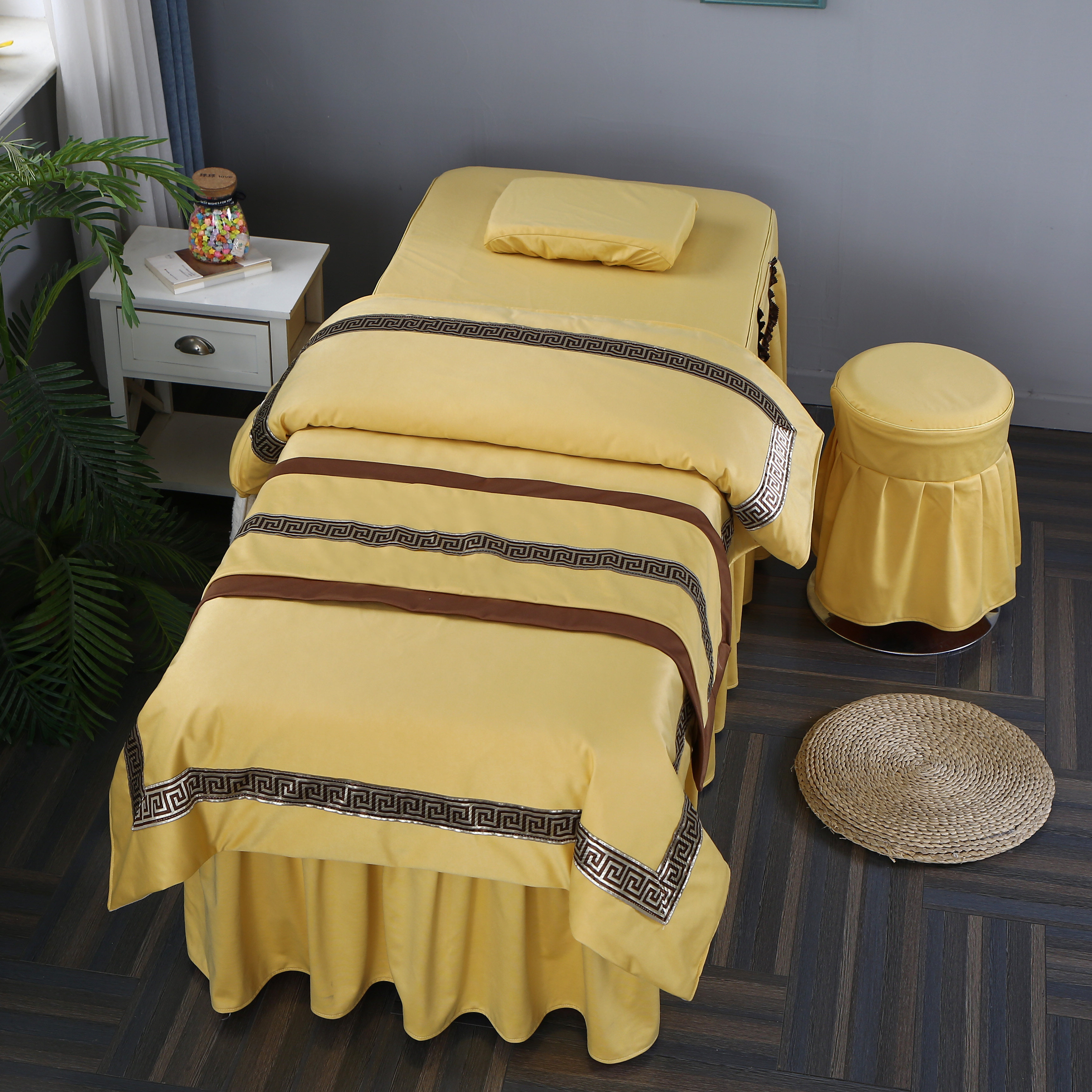 床罩简约纯色美容四件件套美容院按摩理疗推拿床罩