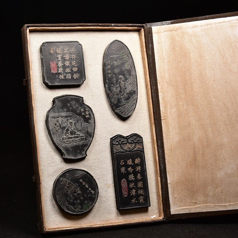 珍藏曹素功笔墨文房四宝陈墨条大块徽墨精品老墨块收藏墨块