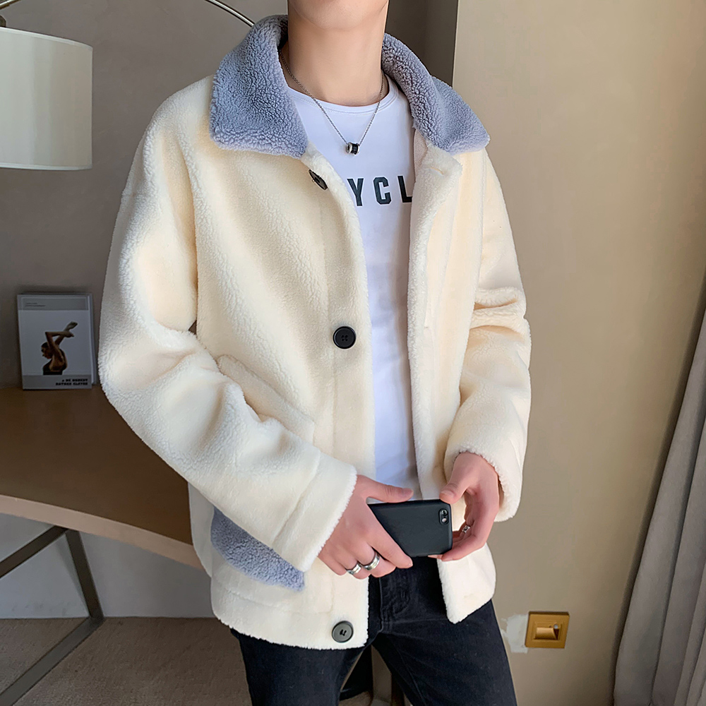 摇粒绒男外套棉服冬季新款韩版潮流羊羔毛保暖棉衣短款羊羔绒棉袄