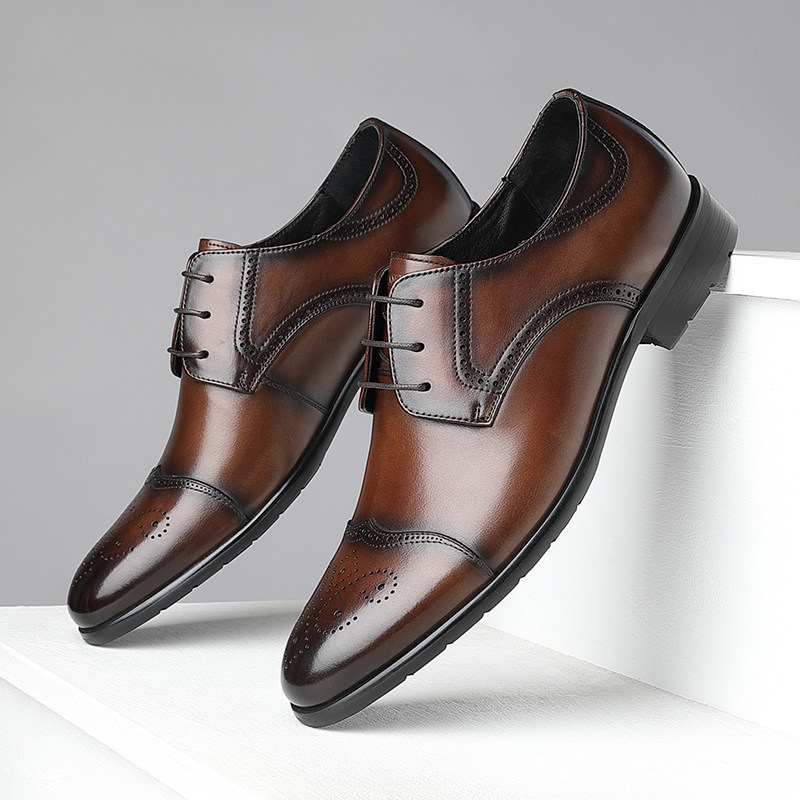 报喜鸟婚鞋男新郎结婚商务务正夏季男鞋英伦布洛克正装皮鞋