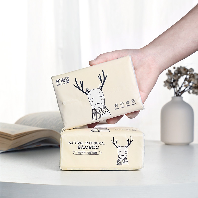 悦竹风语原木压花面巾卫生纸巾餐巾纸抽纸4层32包家用实惠装整箱