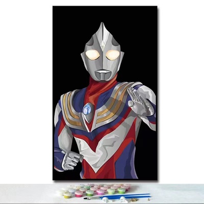 银河英雄 特利迦奥特曼diy数字油画手工涂色丙烯颜料填充画画礼物