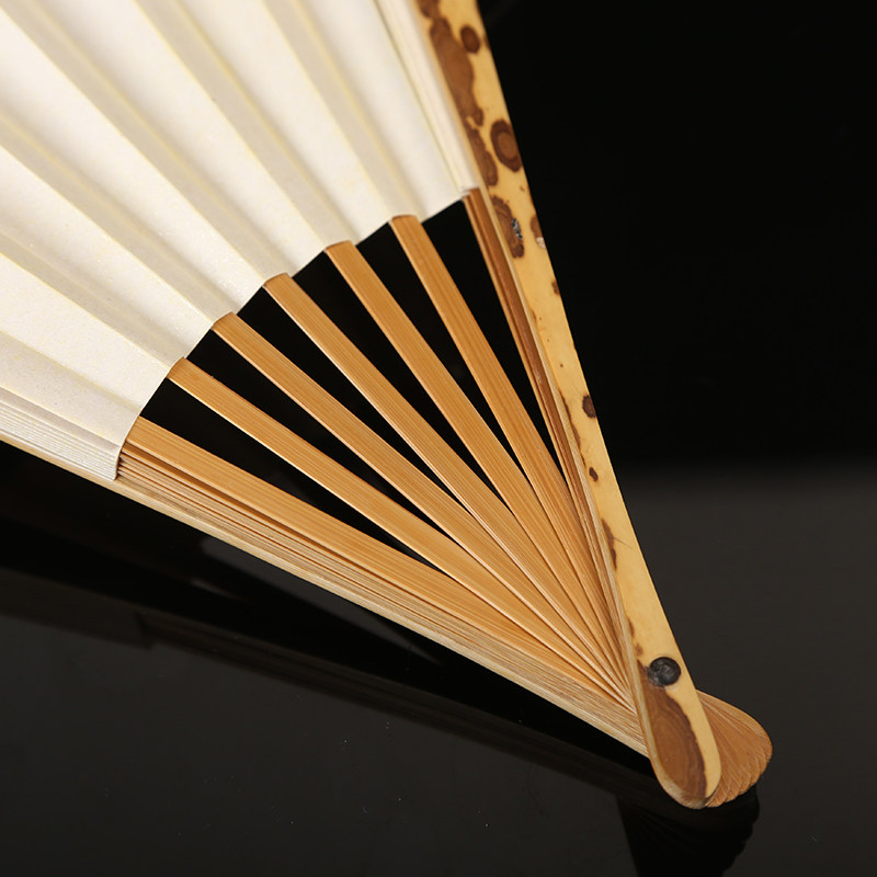 湘妃竹梅妃斑竹空白折扇手工书法diy扇面中国扇子