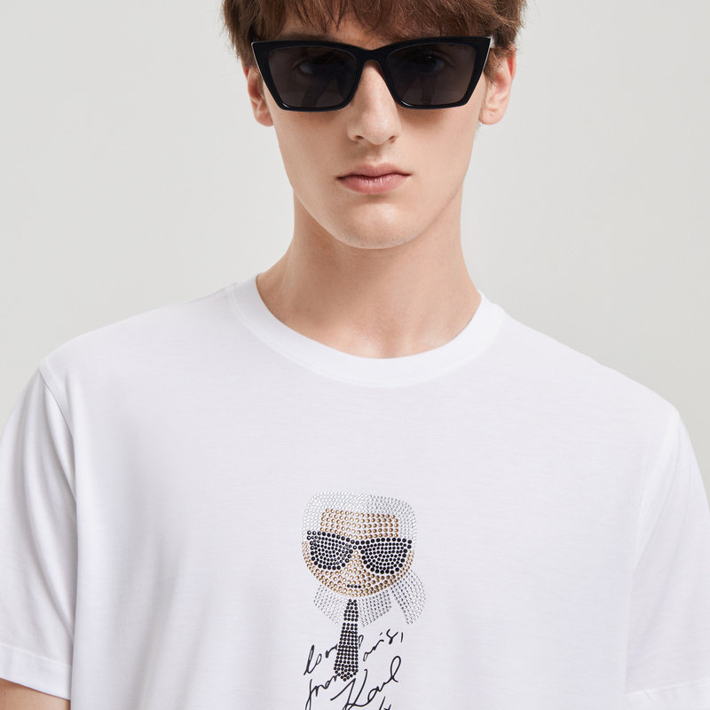 karllagerfeld卡尔老佛爷21春夏新款ikonik烫钻装饰t恤211n1708
