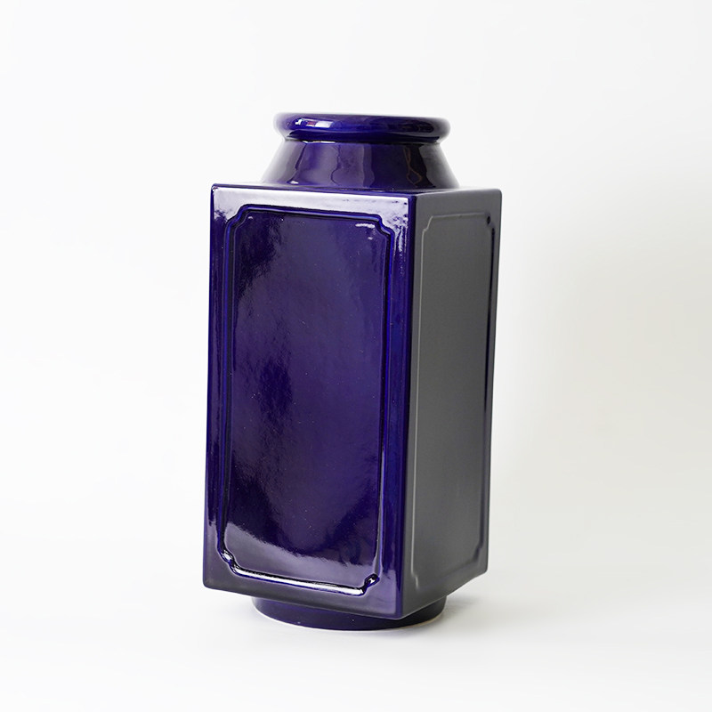 插花琉璃角瓶花瓶日本小原流花道花剑山方型花瓶