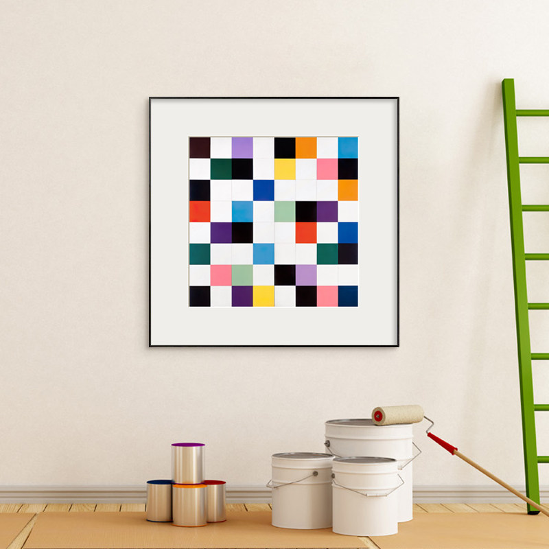 彩色格子抽象简约糖果糖果色色块现代小众艺术现代装饰画
