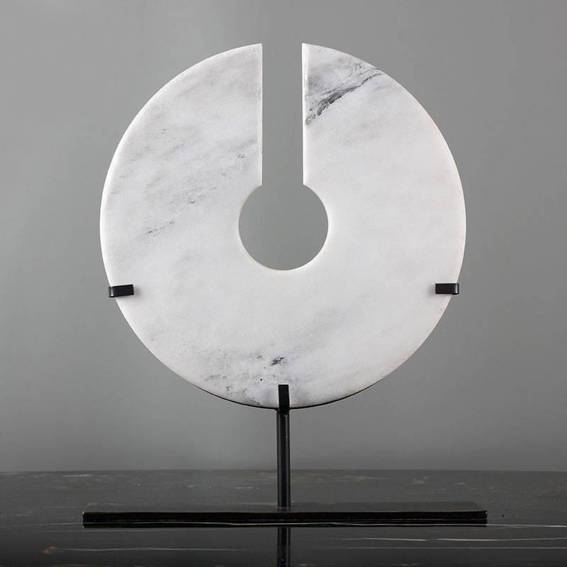 大理石平安扣摆件新中式中式茶楼样板房客厅电视柜玄关摆件