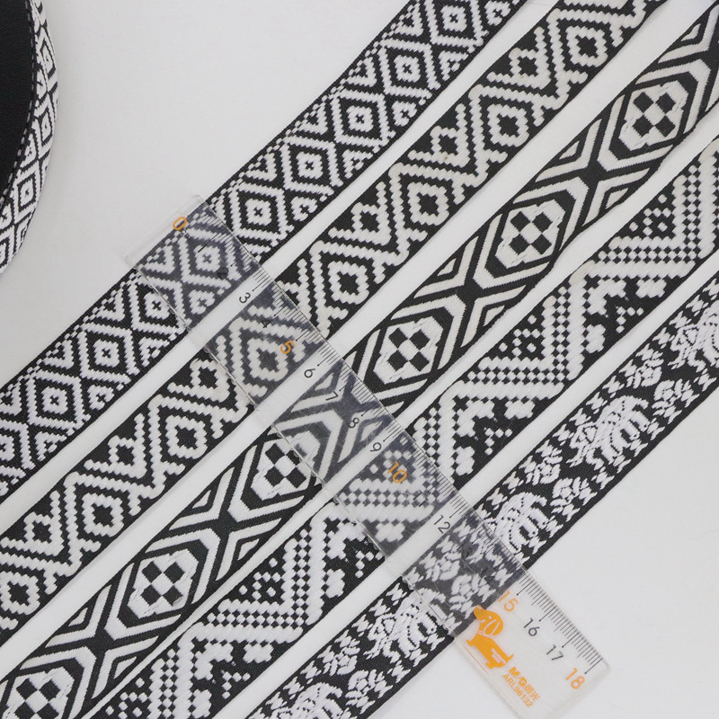 黑白白色古装汉服娃刺绣花边民族傣族领袖包边条花边