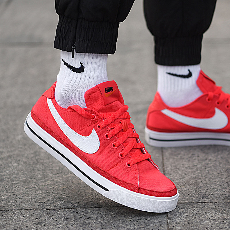nike耐克红色帆布布鞋2021春季新款运动鞋低帮运动休闲鞋