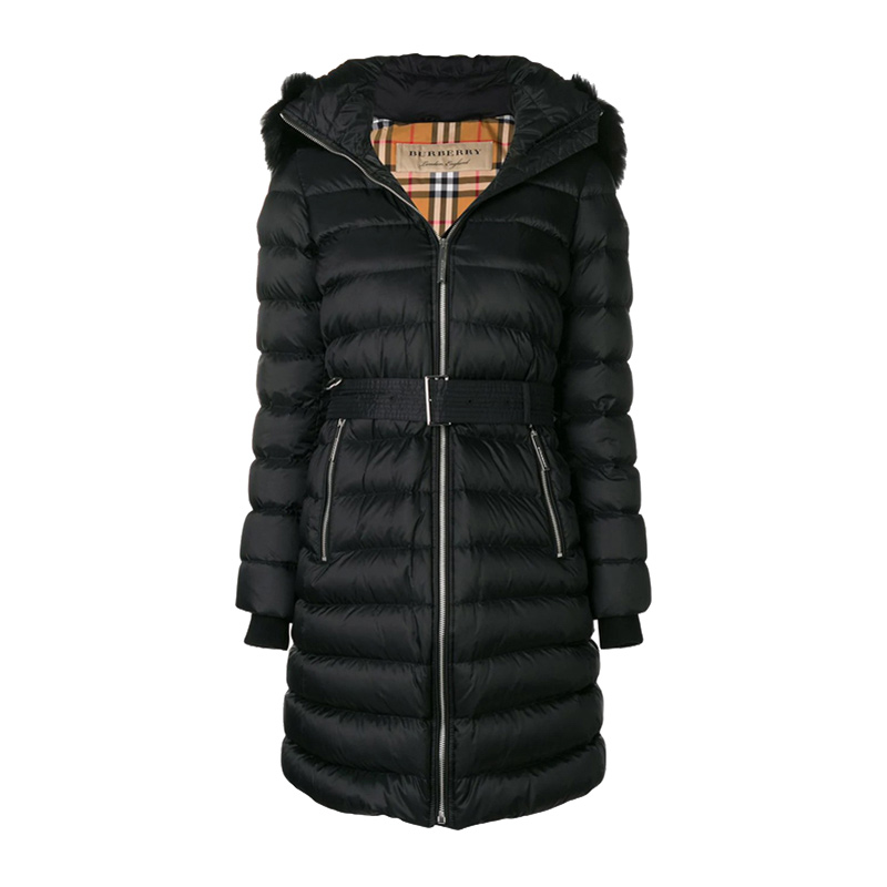 羽绒服burberry博柏利巴宝莉女士拉链中长款收羽绒服