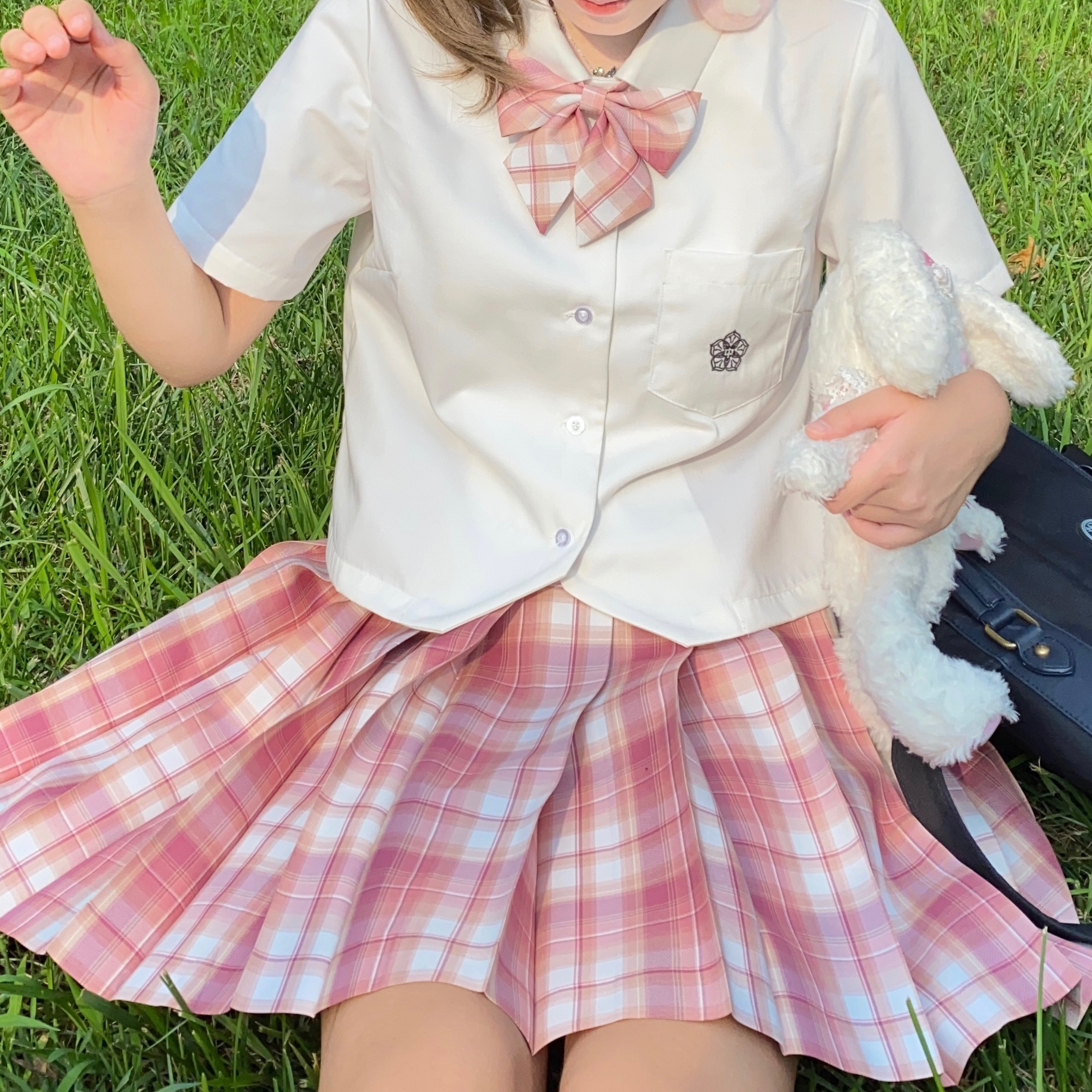 制服半身日系校园粉格七夕格裙jk动漫服装