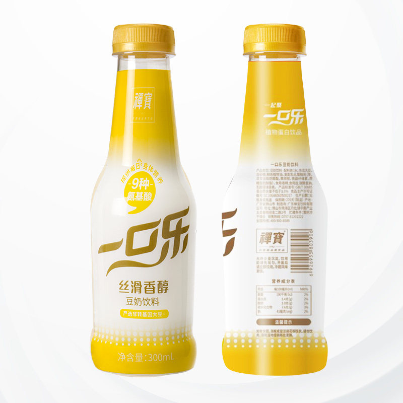 禅宝官方正品一口乐早餐豆奶饮料整箱24瓶300ml网红豆浆豆乳饮品