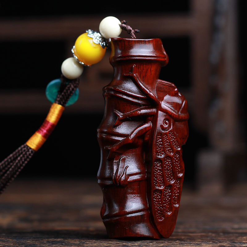 竹节金蝉手把木雕挂件文玩知了紫檀檀木其他物联网器材