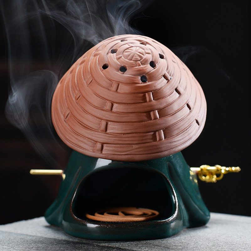 香炉家用紫砂小和尚熏香盘香香盘禅意沉香香檀摆件