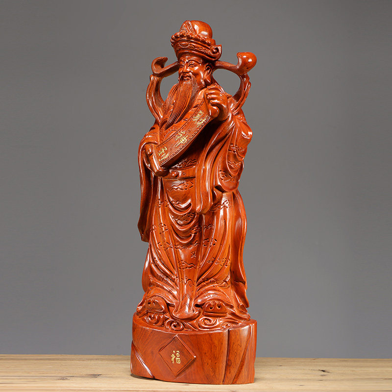 花梨木雕财神爷佛像摆件实木木财神家居装饰红木工艺品木雕
